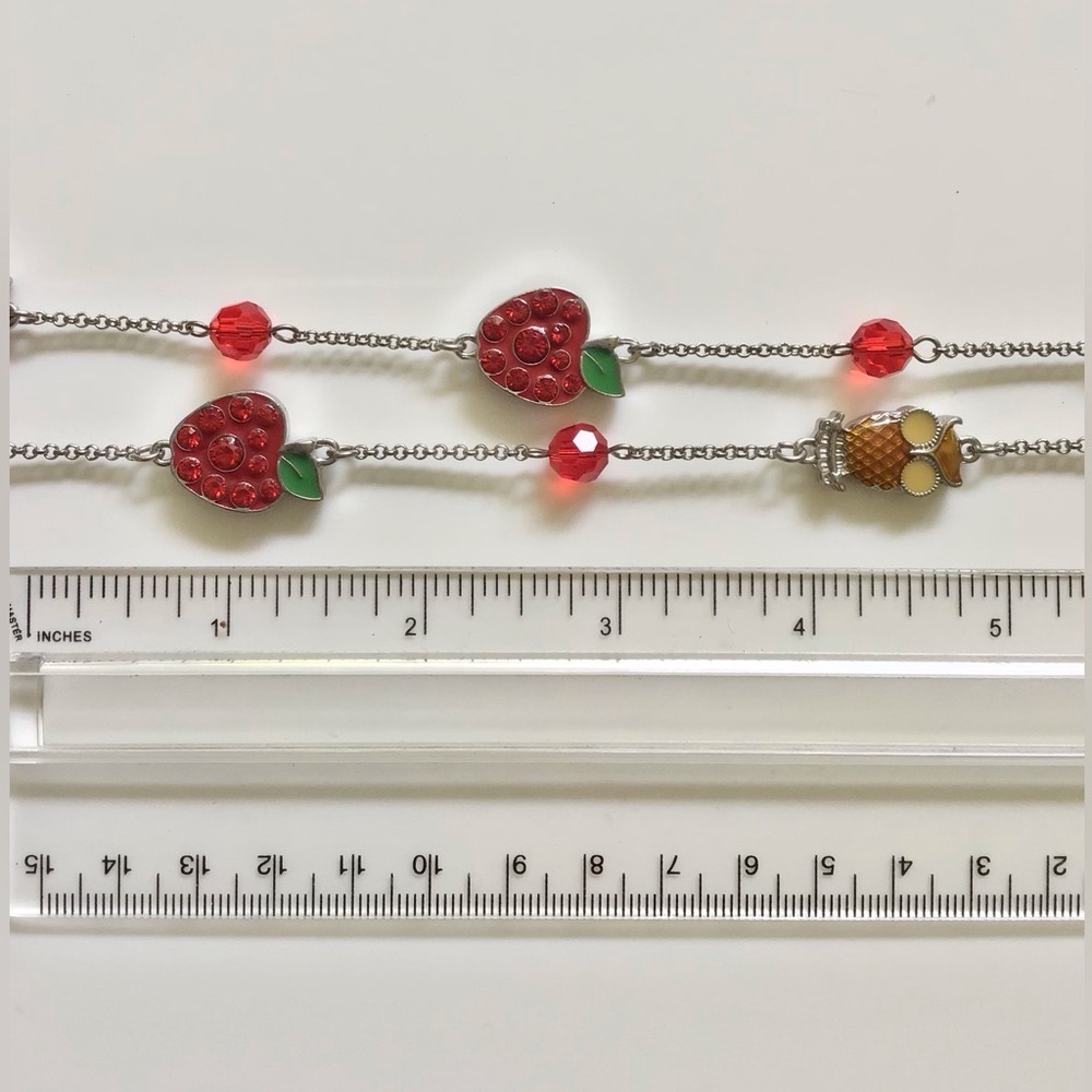 Willabee & Ward September owls and apples long necklace